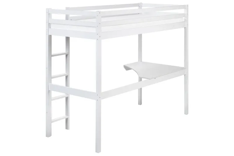 Høyseng med skrivebord Loury - Hvit - Møbler - Barnemøbler - Barneseng & Juniorseng - Loftseng