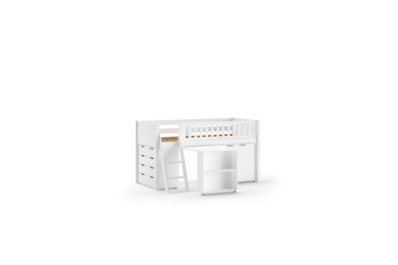 Høyseng med stige Scott matchende skrivebord, en kommode med 3 skuffer og et skap med 2 dører