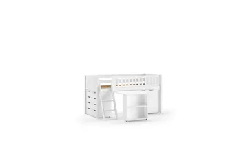 Høyseng med stige Scott matchende skrivebord, en kommode med 3 skuffer og et skap med 2 dører - Møbler - Barnemøbler - Barneseng & Juniorseng - Loftseng