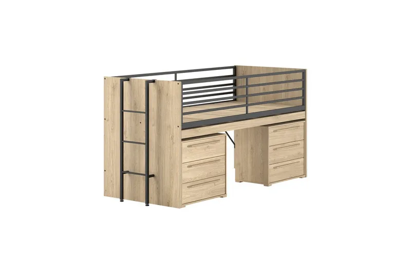 Høyseng og 2 kommoder med 3 skuffer Sam Eik, Eik