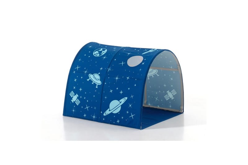 Halvhøy seng med sklie og matchende tekstilsett (lekgardin, tunnel og oppbevaringslommer) Scott Astro - Astro - Møbler - Barnemøbler - Barneseng & Juniorseng - Loftseng