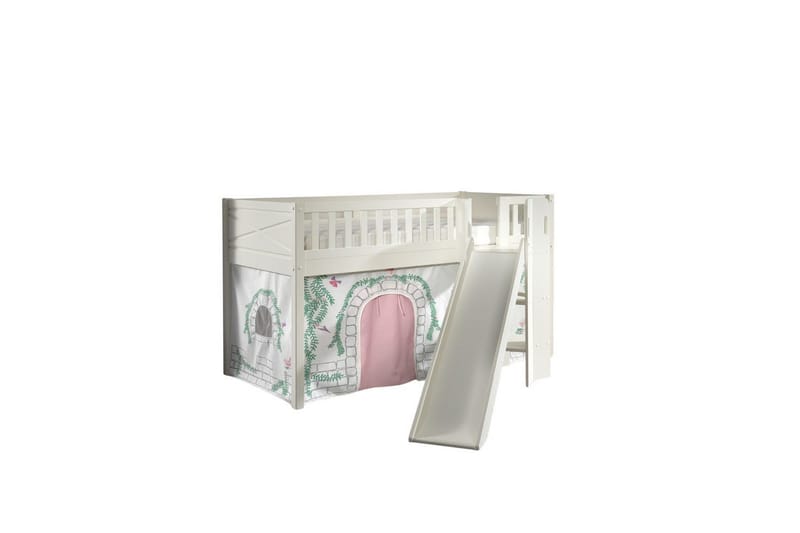 Halvhøy seng med sklie og matchende tekstilsett (lekgardin) Scott Birdy, Birdy