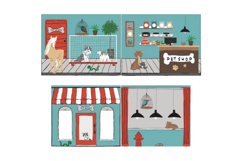 Halvhøy seng med sklie og matchende tekstilsett (lekgardin) Scott Dyrebutikk - Dyrebutikk - Møbler - Barnemøbler - Barneseng & Juniorseng - Loftseng