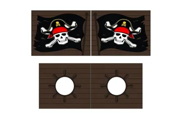 Halvhøy seng med sklie og matchende tekstilsett (lekgardin) Scott Karibiske Pirater - Karibiske Pirater - Møbler - Barnemøbler - Barneseng & Juniorseng - Loftseng