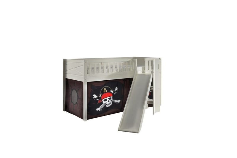 Halvhøy seng med sklie og matchende tekstilsett (lekgardin) Scott Karibiske Pirater - Karibiske Pirater - Møbler - Barnemøbler - Barneseng & Juniorseng - Loftseng