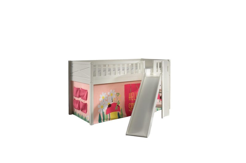 Halvhøy seng med sklie og matchende tekstilsett (lekgardin) Scott Vår - Vår - Møbler - Barnemøbler - Barneseng & Juniorseng - Loftseng