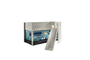 Halvhøy seng med sklie og matchende tekstilsett (lekgardin) Scott Politi - Politi - Møbler - Barnemøbler - Barneseng & Juniorseng - Loftseng