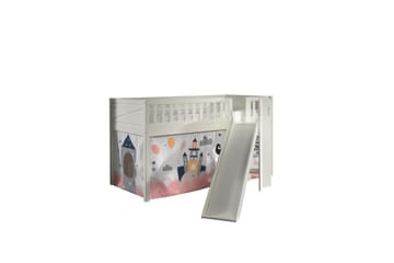 Halvhøy seng med sklie og matchende tekstilsett (lekgardin) Scott Prinsesse Sophie - Prinsesse Sophie - Møbler - Barnemøbler - Barneseng & Juniorseng - Loftseng