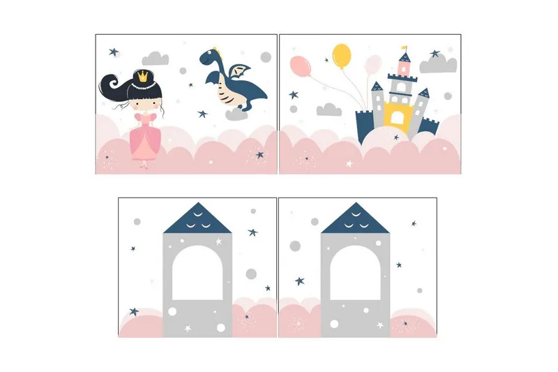 Halvhøy seng med sklie og matchende tekstilsett (lekgardin) Scott Prinsesse Sophie - Prinsesse Sophie - Møbler - Barnemøbler - Barneseng & Juniorseng - Loftseng