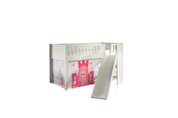 Halvhøy seng med sklie og matchende tekstilsett (lekgardin) Scott Prinsesse - Prinsesse - Møbler - Barnemøbler - Barneseng & Juniorseng - Loftseng