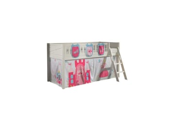 Halvhøy seng med stige og matchende tekstilsett (lekgardin og oppbevaringslommer) Scott Prinsesse - Prinsesse - Møbler - Barnemøbler - Barneseng & Juniorseng - Loftseng