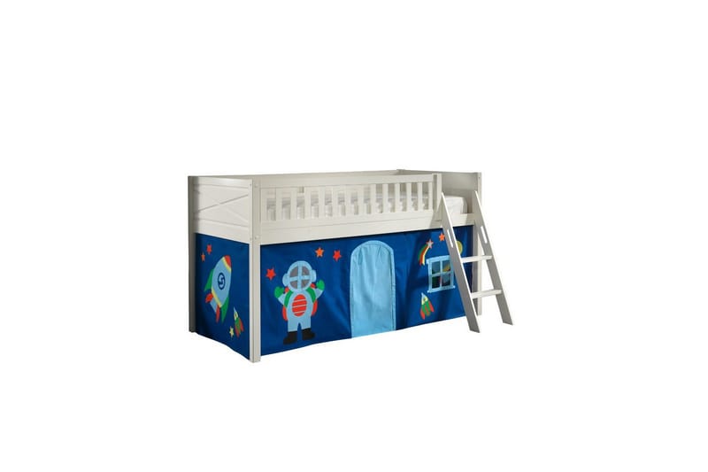 Halvhøy seng med stige og matchende tekstilsett (lekgardin) Scott Astro - Astro - Møbler - Barnemøbler - Barneseng & Juniorseng - Loftseng