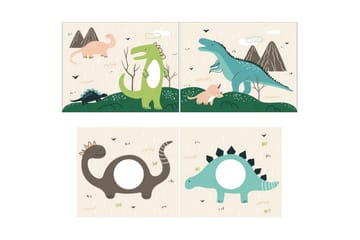 Halvhøy seng med stige og matchende tekstilsett (lekgardin) Scott Dino - Dino - Møbler - Barnemøbler - Barneseng & Juniorseng - Loftseng