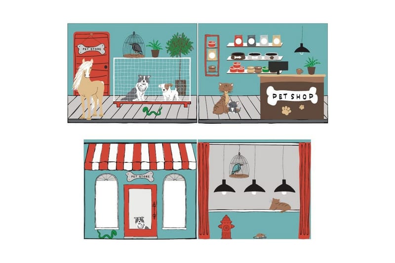 Halvhøy seng med stige og matchende tekstilsett (lekgardin) Scott Dyrebutikk - Dyrebutikk - Møbler - Barnemøbler - Barneseng & Juniorseng - Loftseng