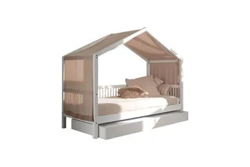 Husseng med skuffe tekstilsett Forrest Hvit - Hvit - Møbler - Barnemøbler - Barneseng & Juniorseng - Husseng