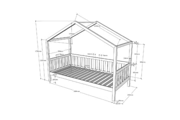 Husseng med tekstilsett Dallas 90x200 cm Hvit, Med gjerde, Uten skuff - Hvit, Med gjerde, Uten skuff - Møbler - Barnemøbler - Barneseng & Juniorseng - Husseng