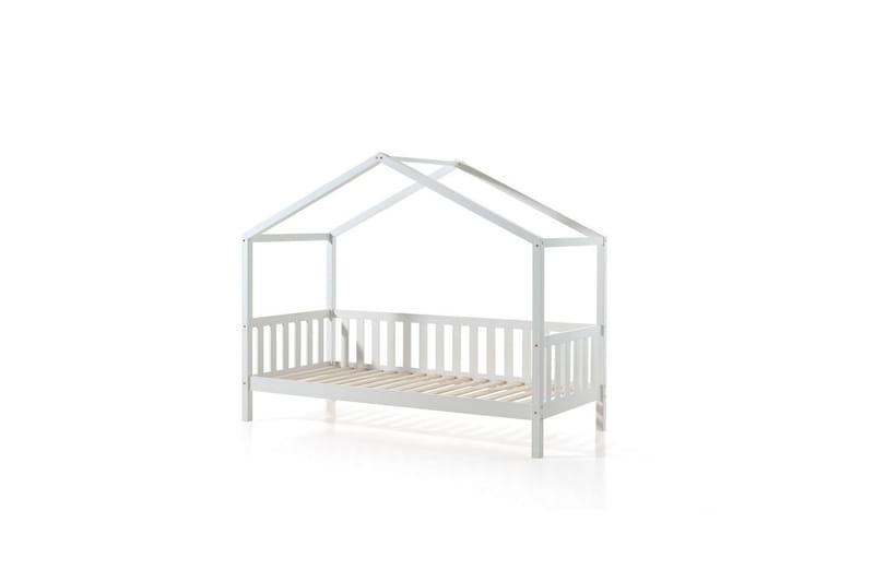 Husseng med tekstilsett Dallas 90x200 cm Hvit, Med gjerde, Uten skuff - Hvit, Med gjerde, Uten skuff - Møbler - Barnemøbler - Barneseng & Juniorseng - Husseng