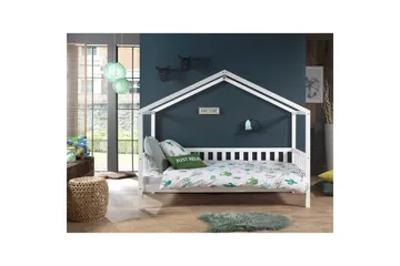 Husseng med tekstilsett Dallas 90x200 cm Hvit, Uten gjerde, Med skuff - Hvit, Uten gjerde, Med skuff - Møbler - Barnemøbler - Barneseng & Juniorseng - Husseng