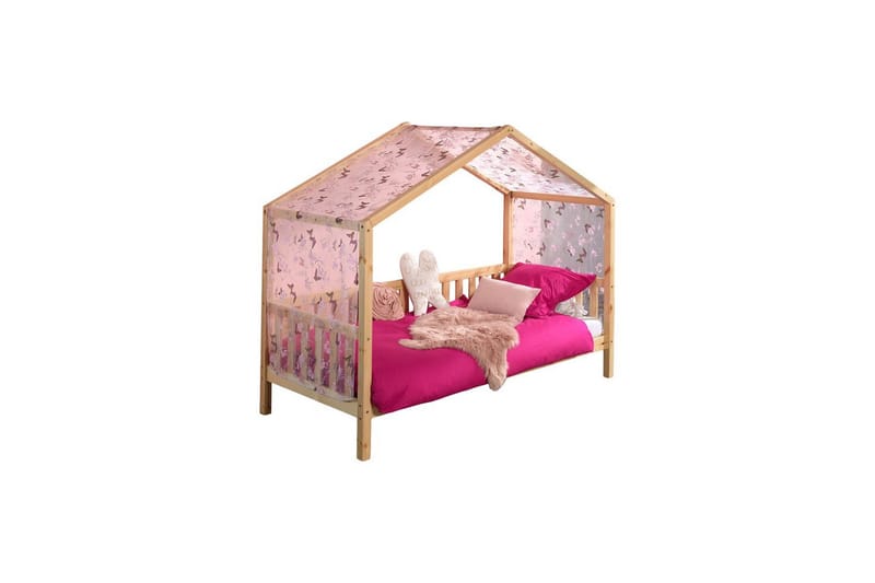 Husseng med tekstilsett Dallas 90x200 cm Naturlig, Med gjerde, Uten skuff - Naturlig, Med gjerde, Uten skuff - Møbler - Barnemøbler - Barneseng & Juniorseng - Husseng