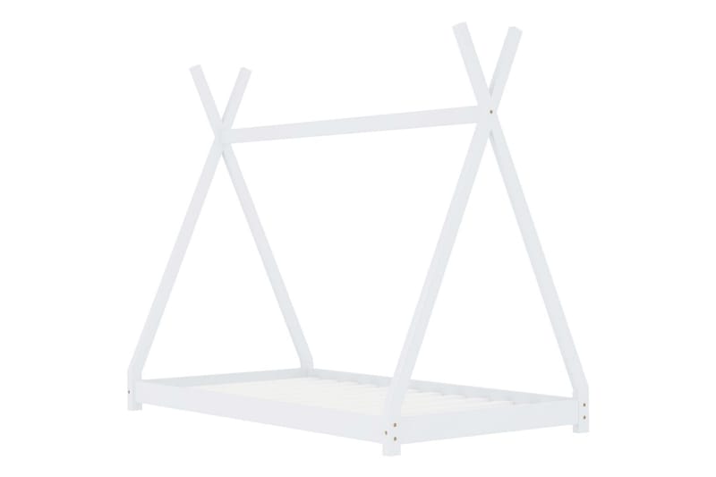 Sengeramme for husseng barn heltre furu hvit 80x160 cm -   - Husseng