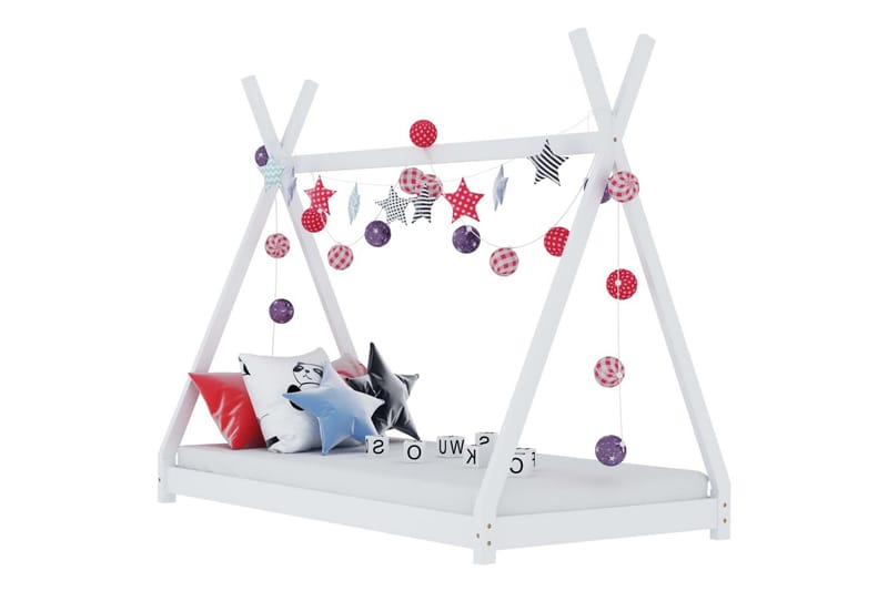 Sengeramme for husseng barn heltre furu hvit 80x160 cm - - Husseng Sengeramme for husseng barn heltre furu hvit 80x160 cm - - Husseng