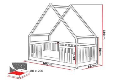 Jovricon Hussäng 86x208 cm - Beige - Møbler - Barnemøbler - Barneseng & Juniorseng - Husseng
