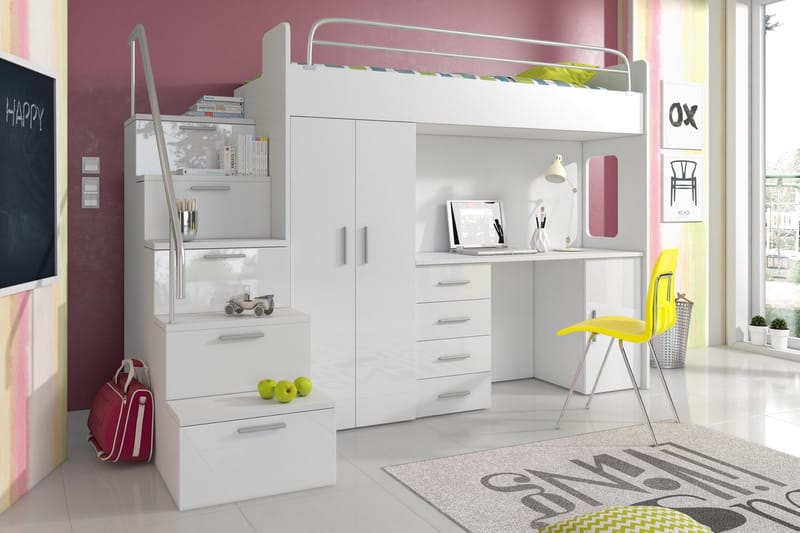 Barneseng Tere med Oppbevaring og Skrivebord  245 cm - Blå - Møbler - Barnemøbler - Barneseng & Juniorseng - Køyeseng