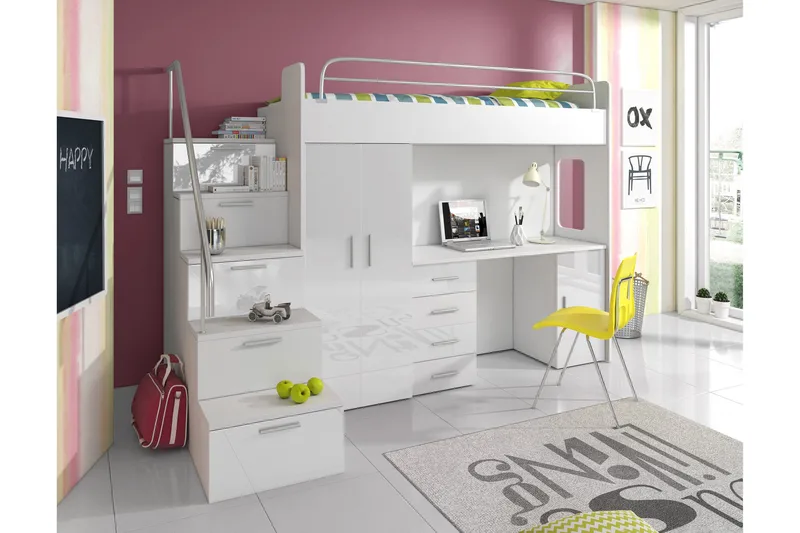 Barneseng Tere med Oppbevaring og Skrivebord  245 cm - Blå - Møbler - Barnemøbler - Barneseng & Juniorseng - Køyeseng