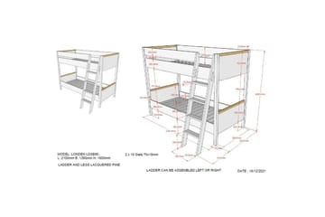 Køyeseng London Hvit - Hvit - Møbler - Barnemøbler - Barneseng & Juniorseng - Loftseng