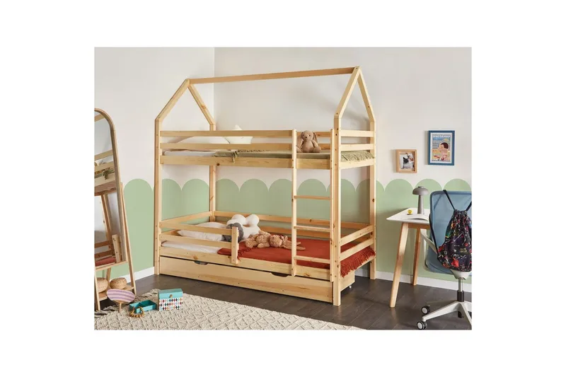 Køyeseng med skuffer Girgols - Brun - Møbler - Barnemøbler - Barneseng & Juniorseng - Loftseng