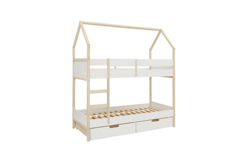 Køyeseng Square Line Hvit, 223x205x96 cm - Hvit, 223x205x96 cm - Møbler - Barnemøbler - Barneseng & Juniorseng - Loftseng