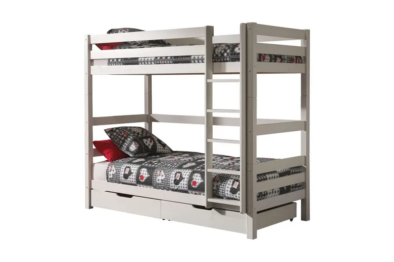 Køyeseng Pino Sett med 2 Skuffer Hvit, 180 cm, Hvit, 180 cm