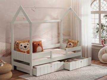 Kagetaka sengeramme husseng 90x200 cm med oppbevaring - Beige - Møbler - Barnemøbler - Barneseng & Juniorseng - Husseng