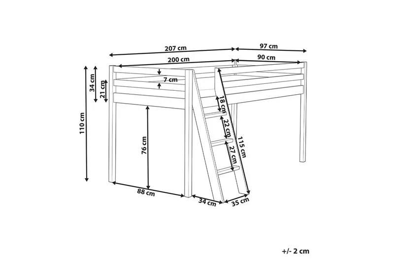 Lav køyeseng Ascoux - Rosa - Møbler - Barnemøbler - Barneseng & Juniorseng - Loftseng
