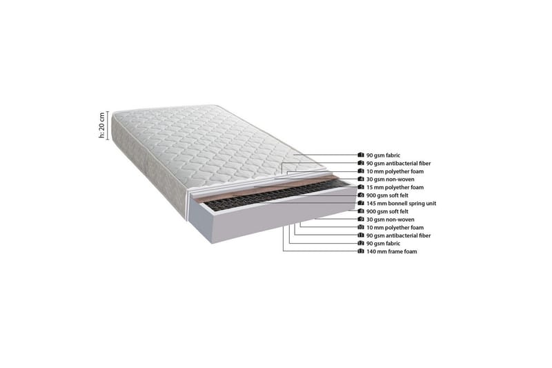 Madrass Dynamic Bonel Hvit - Hvit - Møbler - Barnemøbler - Barneseng & Juniorseng - Rammemadrass barn & barnemadrass