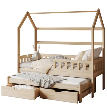 Majbelle sengeramme husseng 90x200 cm med oppbevaring og ekstra liggeplass