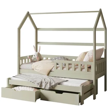 Majbelle sengeramme husseng 90x200 cm med oppbevaring og ekstra liggeplass