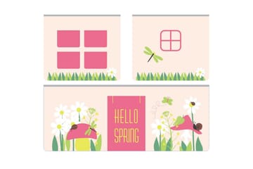 Middelseng med gardin Pino Spring Naturlig, Naturlig, Med sklie, Vår, Fjær, Uten lommer - Naturlig, Naturlig, Med sklie, Vår, Fjær, Uten lommer - Møbler - Barnemøbler - Barneseng & Juniorseng - Loftseng