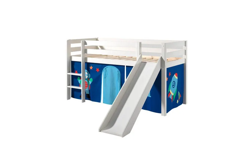 Middelseng med gardin Pino Astro Hvit, Hvit, Med sklie, Uten tunnel, Ingen lommer, Hvit, Hvit, Med sklie, Uten tunnel, Ingen lommer