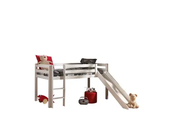 Middelseng med gardin Pino Princess Hvit, Hvit, Med sklie, Prinsesse, Ingen lommer - Hvit, Hvit, Med sklie, Prinsesse, Ingen lommer - Møbler - Barnemøbler - Barneseng & Juniorseng - Loftseng