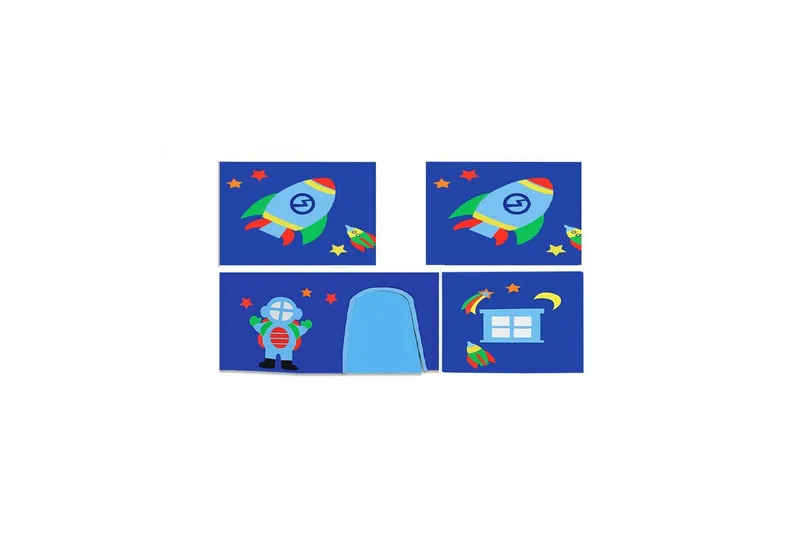 Middelseng med gardin Pino Astro Hvit, Hvit, Uten sklie, Uten tunnel, 3 - Hvit, Hvit, Uten sklie, Uten tunnel, 3 - Møbler - Barnemøbler - Barneseng & Juniorseng - Loftseng