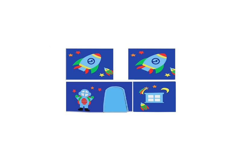 Middelseng med gardin Pino Astro Grå, Grå, Uten sklie, Med tunnel, Ingen lommer - Grå, Grå, Uten sklie, Med tunnel, Ingen lommer - Møbler - Barnemøbler - Barneseng & Juniorseng - Loftseng