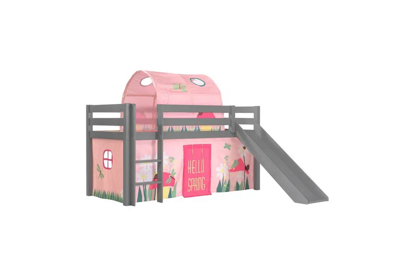 Middelseng med gardin Pino Spring Grå, Grå, Med sklie, Fjær, Vår, Uten lommer, Grå, Grå, Med sklie, Fjær, Vår, Uten lommer