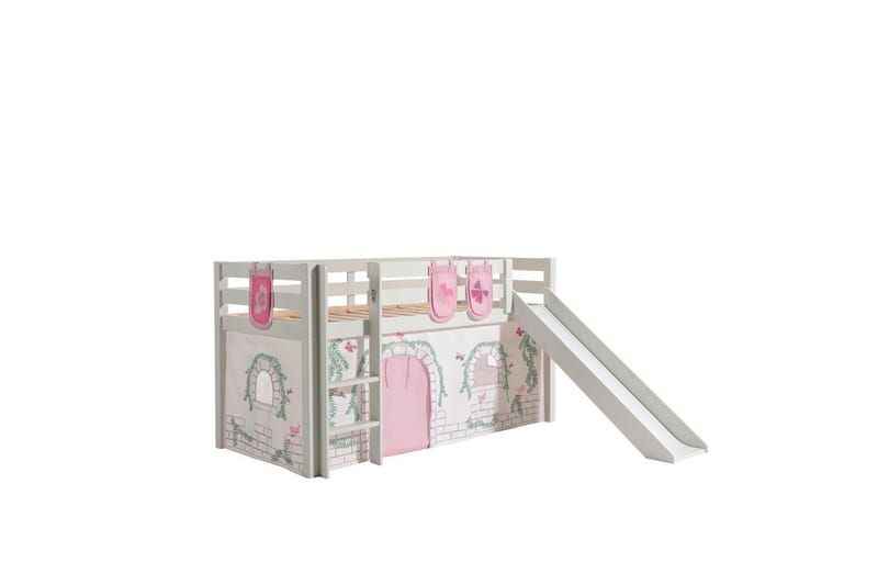 Middelseng med gardin Pino Birdy Hvit, Hvit, Med sklie, Uten tunnel, 3, Hvit, Hvit, Med sklie, Uten tunnel, 3