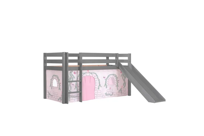 Middelseng med gardin Pino Birdy Grå, Grå, Med sklie, Uten tunnel, Ingen lommer, Grå, Grå, Med sklie, Uten tunnel, Ingen lommer