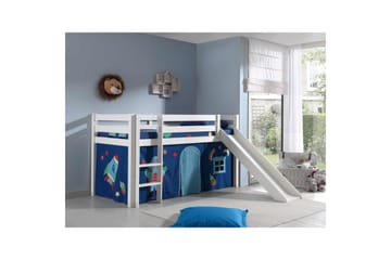 Middelseng med gardin Pino Astro Hvit, Hvit, Med sklie, Uten tunnel, Ingen lommer - Hvit, Hvit, Med sklie, Uten tunnel, Ingen lommer - Møbler - Barnemøbler - Barneseng & Juniorseng - Loftseng