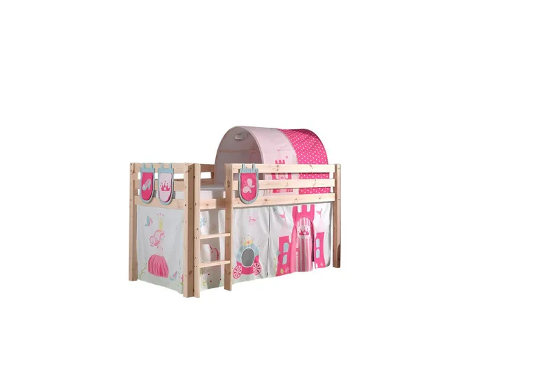 Middelseng med gardin Pino Princess Naturlig, Naturlig, Uten sklie, Prinsesse, 3, Naturlig, Naturlig, Uten sklie, Prinsesse, 3