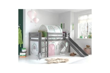 Middelseng med gardin Pino Birdy Grå, Grå, Med sklie, Birdy, Ingen lommer - Grå, Grå, Med sklie, Birdy, Ingen lommer - Møbler - Barnemøbler - Barneseng & Juniorseng - Loftseng