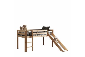 Middelseng med gardin Pino Birdy Naturlig, Naturlig, Med sklie, Uten tunnel, 3 - Naturlig, Naturlig, Med sklie, Uten tunnel, 3 - Møbler - Barnemøbler - Barneseng & Juniorseng - Loftseng