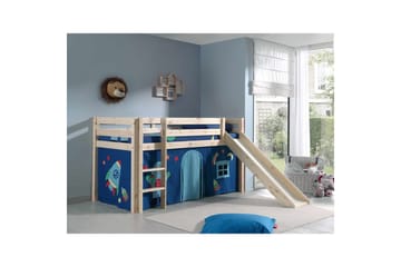 Middelseng med gardin Pino Astro Naturlig, Naturlig, Med sklie, Uten tunnel, Ingen lommer - Naturlig, Naturlig, Med sklie, Uten tunnel, Ingen lommer - Møbler - Barnemøbler - Barneseng & Juniorseng - Loftseng